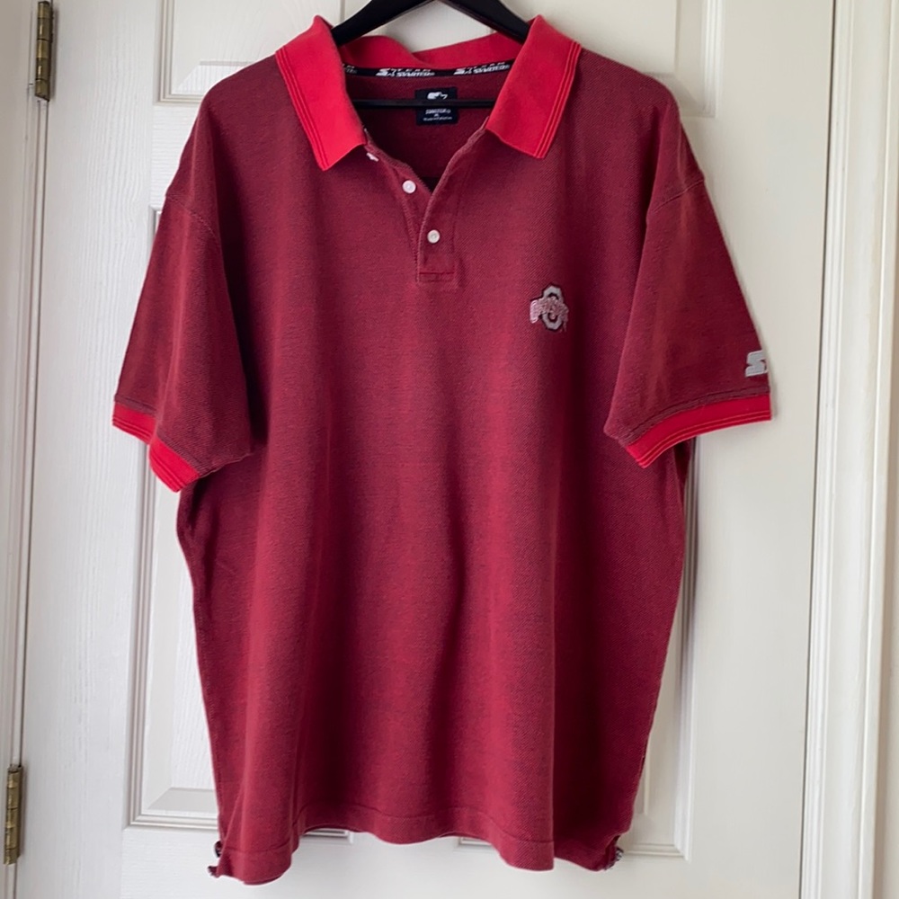 Ohio State Scarlet/Black Mini Check Logo Polo